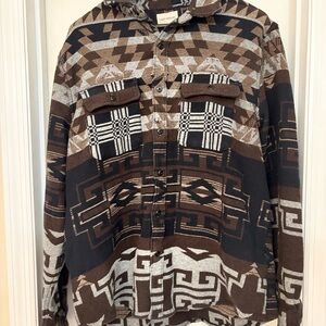 Lucky Brand Aztec Southwestern Button Up Heavy Flannel XL Mens Geometric Snap